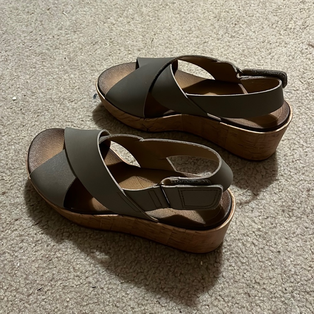 Clark’s silver metallic gray wedges